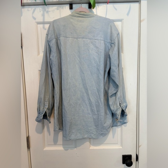 Vintage Nuovo Denim Collarless Button Down - Picture 2 of 6